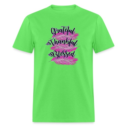 pink feathers grateful thankful blessed - Men's T-Shirt