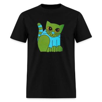 Eaton Whiskers Retro Cat up - Men's T-Shirt - black - Front - Jose (178cm)