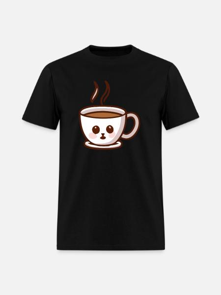 Coffee Cup Cat Face - Men's T-Shirt - black