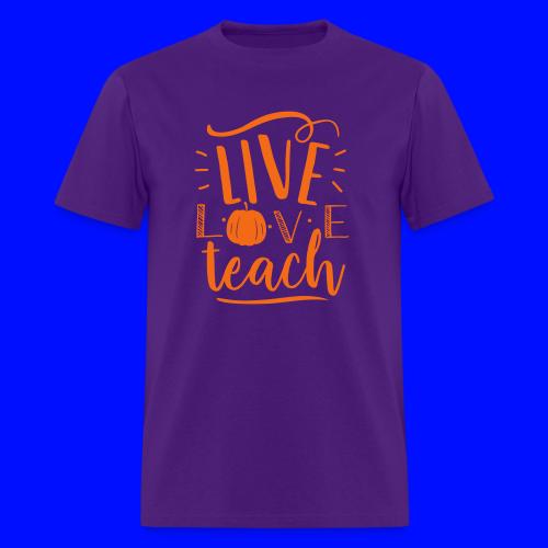 Live Love Teach Pumpkin Halloween Teacher T-Shirts - Men's T-Shirt