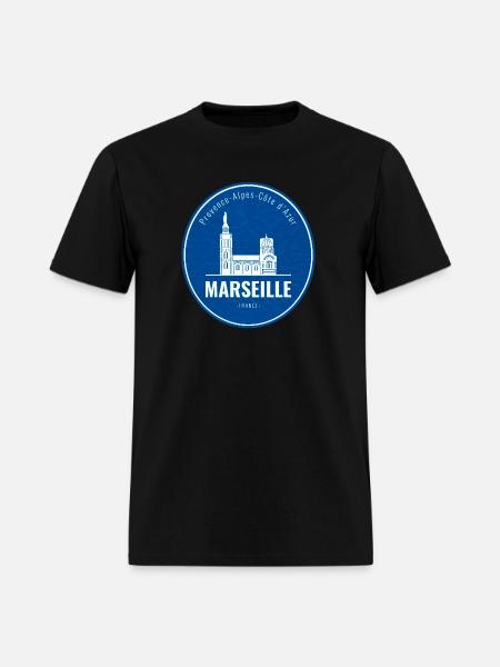Blue Marseille Landmark Patch - Men's T-Shirt - black