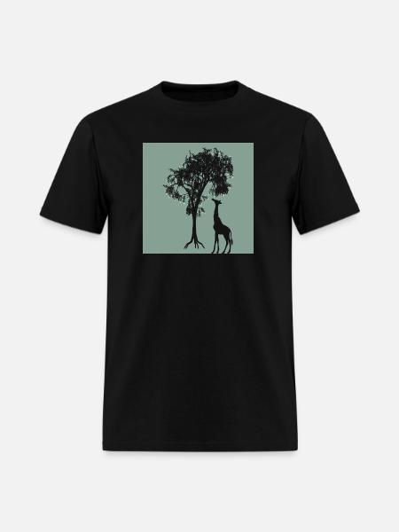 Giraffe Tree Silhouette Nature - Men's T-Shirt - black