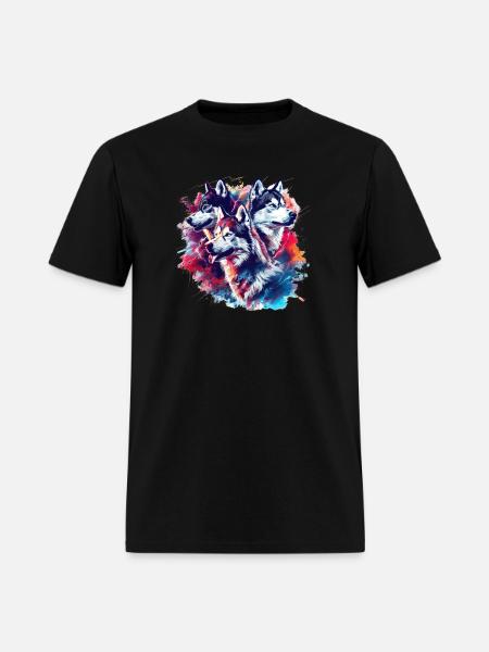 Husky Trio Neon Splash - Men's T-Shirt - black
