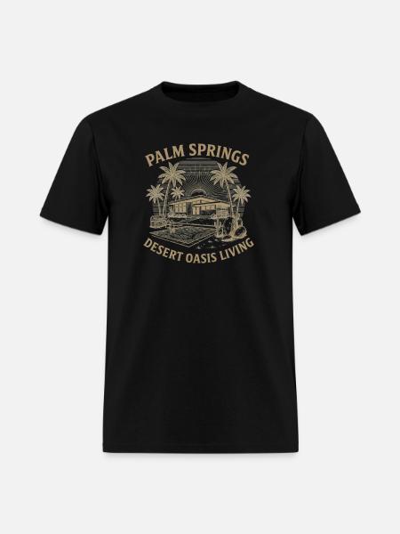 Desert Oasis Sunset Bench - Men's T-Shirt - black