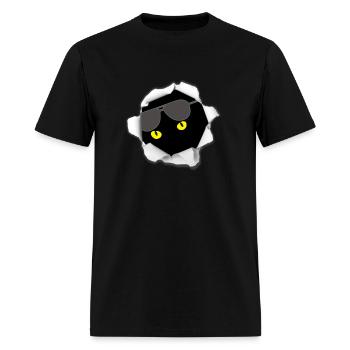 Mysterious black cat torn clothes piece - Men's T-Shirt - black - Front - Jose (178cm)