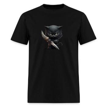Murderous Black Cat With Knife - Men's T-Shirt - black - Front - Jose (178cm)
