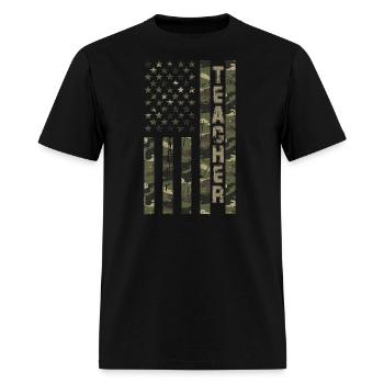 Teacher United States Distressed Camo - Men's T-Shirt - black - Front - Jose (178cm)