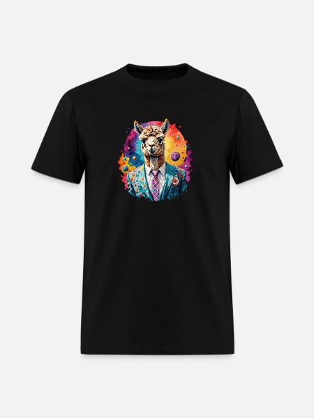 Alpaca in suit - Men's T-Shirt - black