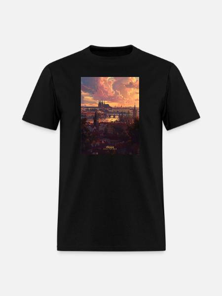 Sunset in Prague Czech Republic - Men's T-Shirt - black