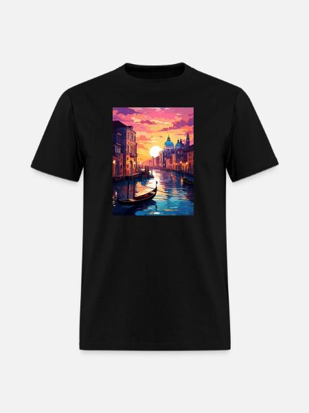 Sunset in Venice Italy - Men's T-Shirt - black