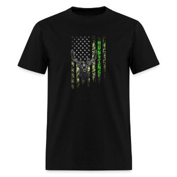 Deer Hunting American Flag Whitetail Buck Antlers - Men's T-Shirt - black - Front - Jose (178cm)