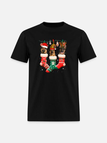 Christmas German Shepherd Sock - Men's T-Shirt - black