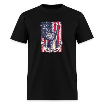 Deer Hunting Whitetail Buck Antlers American FlaG - Men's T-Shirt - black - Front - Jose (178cm)