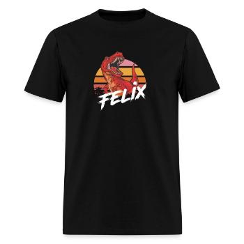 FELIX - Lovely boy name with T-REX dino - Men's T-Shirt - black - Front - Jose (178cm)