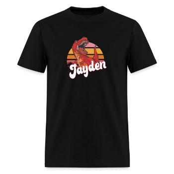 JAYDEN - Lovely boy name with T-REX dino - Men's T-Shirt - black - Front - Jose (178cm)