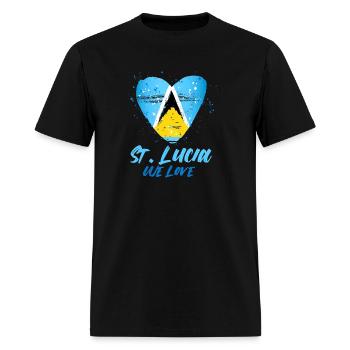 Love Saint Lucia Flag Independence - Men's T-Shirt - black - Front - Jose (178cm)