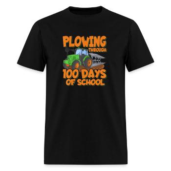 Plowing through 100 Days of School Farmer Tractor - Men's T-Shirt - black - Front - Jose (178cm)