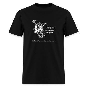 Never Go Out Without Your Wing Saint - Men's T-Shirt - black - Front - Jose (178cm)