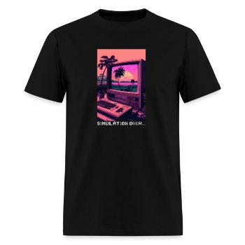 Simulation Over Retro Computer Monitor Vaporwave A - Men's T-Shirt - black - Front - Jose (178cm)