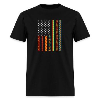 African Kente Cloths American Flag - Men's T-Shirt - black - Front - Jose (178cm)