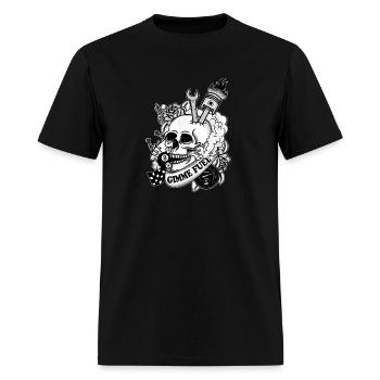Skull and Smoke, Black and white - Gimme Fuel - Men's T-Shirt - black - Front - Jose (178cm)