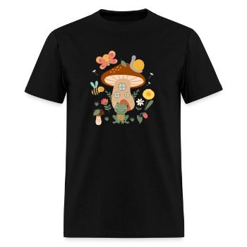 Cute Cottagecore Aesthetic Frog Mushroom Snail - Men's T-Shirt - black - Front - Jose (178cm)