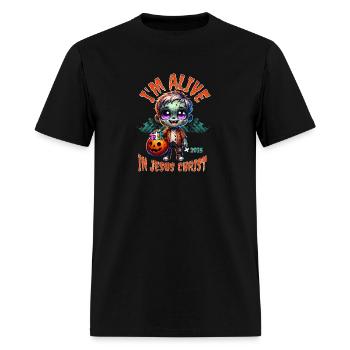 I'm Alive in Jesus Christ – Cute Zombie Christian - Men's T-Shirt - black - Front - Jose (178cm)