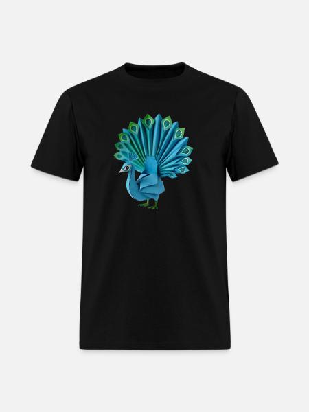Origami Peacock - Men's T-Shirt - black