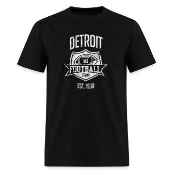 Detroit Retro Lion Football Ball Gameday White - Men's T-Shirt - black - Front - Jose (178cm)