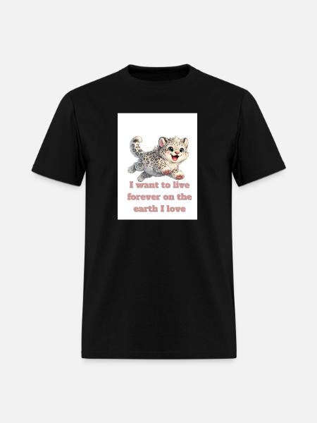 Happy Snow Leopard Design - Men's T-Shirt - black