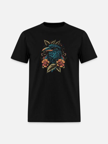 Floral Raven - Men's T-Shirt - black