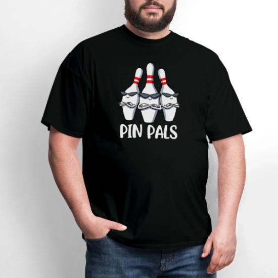 T-shirt Bowling 'Ten Pin' Pour Adulte - Noir - Fruit Of The Loom - Coupe Slim - Neuf Sans étiquette