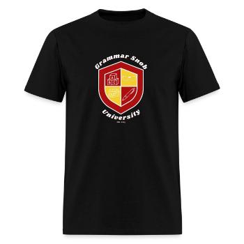 Grammar Snob University Crest - Men's T-Shirt - black - Front - Jose (178cm)