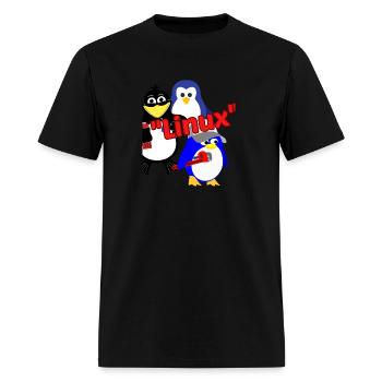Tux the penguin and slogans - Men's T-Shirt - black - Front - Jose (178cm)