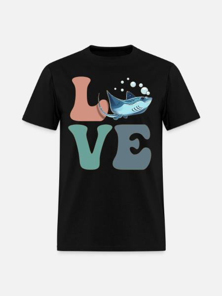 LOVE Stingray Manta Ray - Men's T-Shirt - black