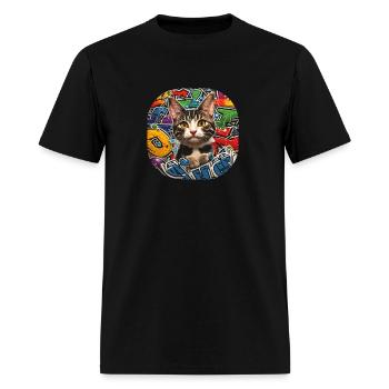 Cat & Graffiti - Men's T-Shirt - black - Front - Jose (178cm)
