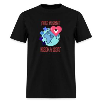 This Planet Need A Rest - Men's T-Shirt - black - Front - Jose (178cm)