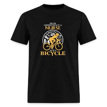 Bicycle - never underestimate a nurse with a bicy - Men's T-Shirt - black - Front - Jose (178cm)