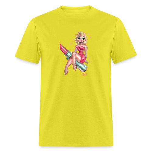 Pink Lipstick Pinup Doll - Men's T-Shirt