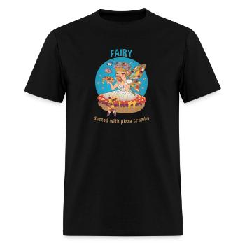 Fairy Dusted with Pizza Crumbs Funny Food Anime - Men's T-Shirt - black - Front - Jose (178cm)
