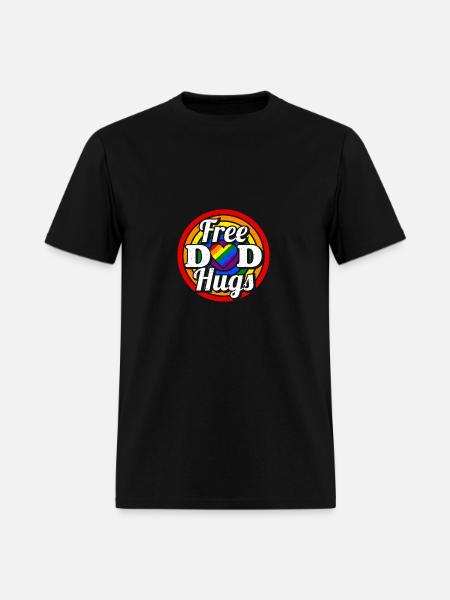 Free Dad Hugs Tshirt Rainbow LGBTQ Gay Pride - Men's T-Shirt - black