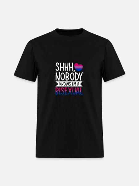 Shhh Nobody Knows I m a Bisexual LGBTQ Gay Pride - Men's T-Shirt - black