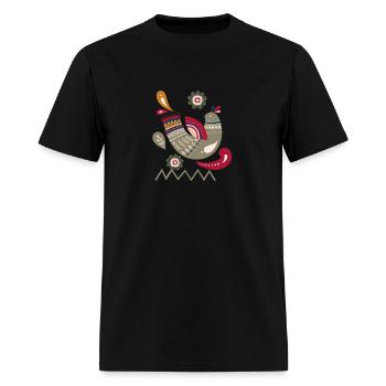 Winter Scandinavian Bird Ethnic Style - Men's T-Shirt - black - Front - Jose (178cm)