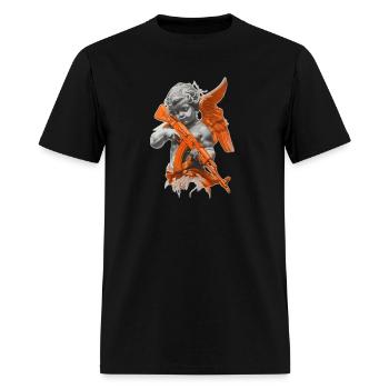 Urban Cherub: Orange Angel with AK Graffiti Art - Men's T-Shirt - black - Front - Jose (178cm)