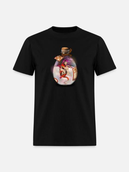 Anime Girl in Sake - Men's T-Shirt - black