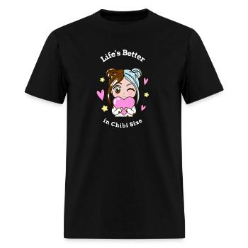 Life’s Better in Chibi Size Chibi Drawing - Men's T-Shirt - black - Front - Jose (178cm)