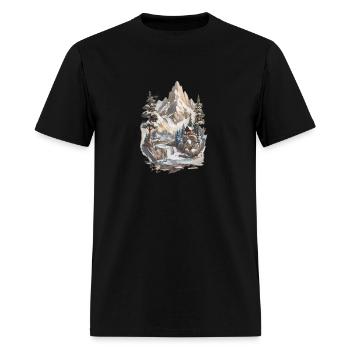 CLIPART design peinture d’une montagne avec des arbres - T-shirt Homme - noir - Devant - Jose (178cm)