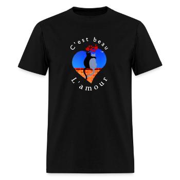 c est beau l'amour 💕 - Men's T-Shirt - black - Front - Jose (178cm)