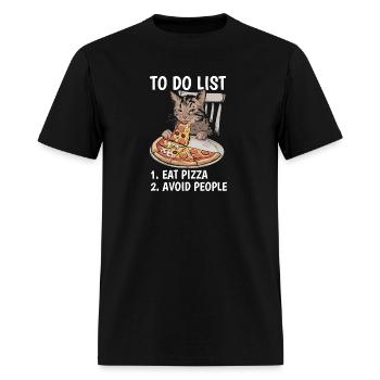 Pizza and Solitude: A Cat's To-Do List - Men's T-Shirt - black - Front - Jose (178cm)