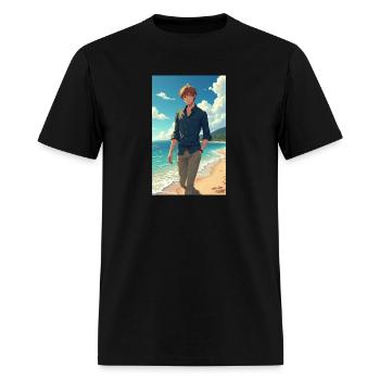 Nanami's Seaside Stroll - Men's T-Shirt - black - Front - Jose (178cm)